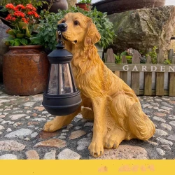 Solar Powered LED Dog Lantern Statue