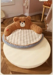 Soft And Durable Round Bed For Small Dogs And Cats - Removable Pet Mat And Mattress For Indoor And Outdoor Use