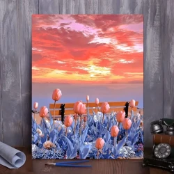 Paint By Number Kit - Glowing Tulips 40x50cm