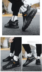 Men's Mesh Shoes Fashion Fly Knit Color-block Lace-up Sneakers Casual Lightweight Breathable Sports Shoes