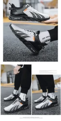 Men's Mesh Shoes Fashion Fly Knit Color-block Lace-up Sneakers Casual Lightweight Breathable Sports Shoes