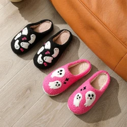 Halloween Cartoon Ghost Cotton Slippers For Women Indoor Non-slip Bedroom Floor Slipper Winter House Shoes