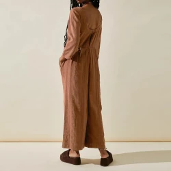 Long Sleeve One-piece Loose-fitting Wide-leg Trousers