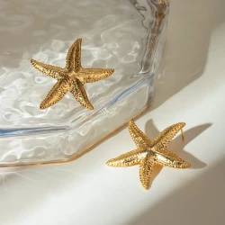 Marine Shell 18K Gold Stainless Steel Starfish Earrings Jewelry Women's Fashion Necklace For Women Party Jewelry