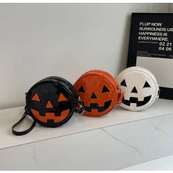 Halloween Pumpkin Small Round Bag Girls