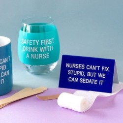 Wine Glass: Drink With A Nurse (Blue)