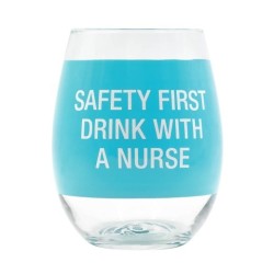 Wine Glass: Drink With A Nurse (Blue)