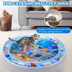 Splash-Proof Interactive Cat Play Mat with Floating Fish Design - Durable PVC