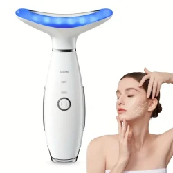 Rechargeable Facial & Neck Beauty Device - Vibration and Hot Compress