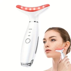 Rechargeable Facial & Neck Beauty Device - Vibration and Hot Compress