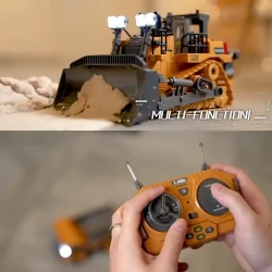 9 Channels Remote Control Bulldozer - 2.4Ghz RC Construction Vehicle with Light, Sound, and Rechargeable Batteries