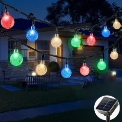 1pc Vibrant Multicolored Solar String Lights - 30 LED Crystal Balls, 6.5m, 8 Modes