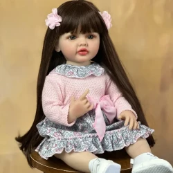 55cm 22 Lifelike Reborn Baby Doll - Soft Silicone Body, Long Hair Princess, Perfect Birthday Gift For Toddlers!, Christmas/Halloween Gifts Halloween/Thanksgiving Day/Christmas gift Easter Gift