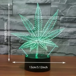 1pc 3D Maple Leaf Illusion Lamp - 7-Color Touch Table Night Light