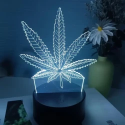 1pc 3D Maple Leaf Illusion Lamp - 7-Color Touch Table Night Light