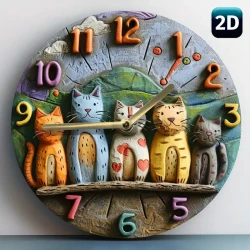 8 Inch Whimsical Adorable Cats Quartz Wall Clock