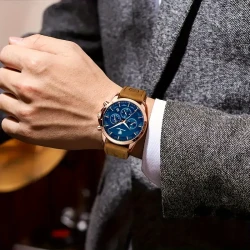 Round Quartz Watch PU Leather Strap