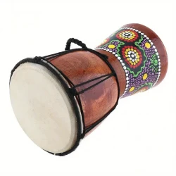 Lixada 15.24cm Hand-Carved African Djembe Drum - Solid-Wood Goat-Skin Traditional Instrument