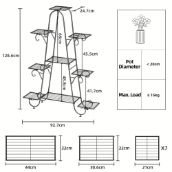 9-Tier Metal Plant Stand - Multi-Layer Flower Pot Holder for Indoor & Outdoor Use