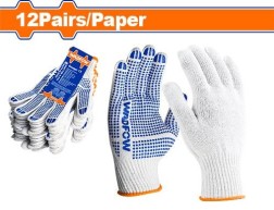 Knitted & PVC Dots Gloves 12 Pairs