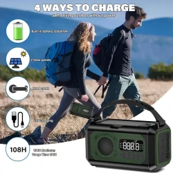 12000mAh Emergency Weather Radio - Solar & Hand Crank Portable Radio