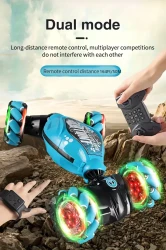 Gesture Sensing Dual Control 2-in-1 Stunt Car, 4WD Remote Control Toy Car, With Lights And Sounds, 360 Degree Flip, One Key Presentation, USB Rechargeable Battery, Outdoor Sports, As Halloween Gift