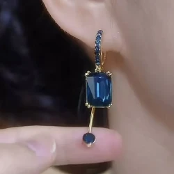 Blue Square Crystal Earrings