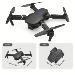 E88 HD Dual Camera Quadcopter Drone with One-Click Return, WiFi Control, USB Charging, 480p Video Capture, Indoor Flight, 120g Max Takeoff Weight, 50m Max Control Distance, 50m Max Altitude - Beginner Level Operation, App Control Feature