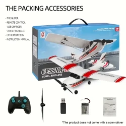 Cessna Model RC Airplane 3-Channel Fixed-Wing Fighter Glider, Foam Toy, Battery Powered with USB Charging, Weather Resistant, Push Button Control, 2.4G Remote, for Ages 14+, Rechargeable Lithium Polymer, 50m Max Altitude, 4m/s Speed - Ideal Gift for Chris