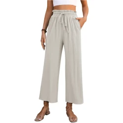 High Waist Drawstring Wide Leg Pants For Women's Clothing