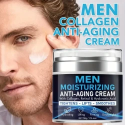 Men's Moisturizing Anti-Aging Cream with Collagen, Retinol & Hyaluronic Acid: Hydrating, Lifting, Firming, Day & Night, 50g / 1.76 oz