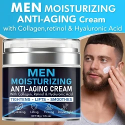 Men's Moisturizing Anti-Aging Cream with Collagen, Retinol & Hyaluronic Acid: Hydrating, Lifting, Firming, Day & Night, 50g / 1.76 oz