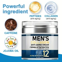 Men's Collagen Firming Cream - 50g, Anti-Aging & Hydrating Facial Moisturizer with Caffeine, Vitamin E & Niacinamide for All Skin Types