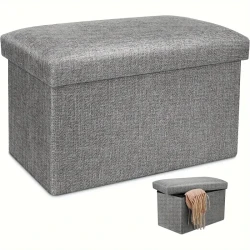 Foldable Storage Ottoman Foot Rest, Grey