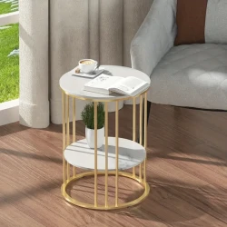 2 Tier Small End Table Round Side Table