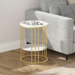 2 Tier Small End Table Round Side Table