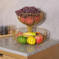 Vintage-Inspired Double Layer Metal Fruit Bowl