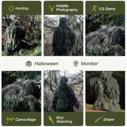 5-in-1 Ghillie Suit - Ultimate Camo for Hunting, CS, Bird Watching & Costumes