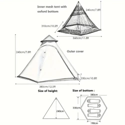 White Camping Tipi Tent - Outdoor Shelter for Camping