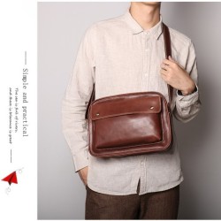 Men's Real-leather Bag Cowhide Casual Simple Shoulder