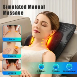 3D Shiatsu Neck & Back Massager Pillow With Heat