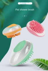 Dog Cat Bath Brush 2-in-1 Pet SPA Massage Comb Soft Silicone Pets Shower Hair Grooming Cmob Dog Cleaning Tool Pet Products