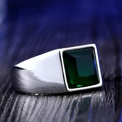 Fashion Stainless Steel Inlaid Jewel Simple Ring