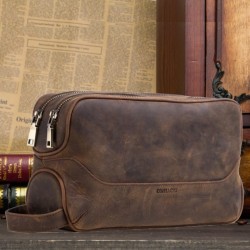 Men's Genuine Leather Vintage First Layer Leather Clutch