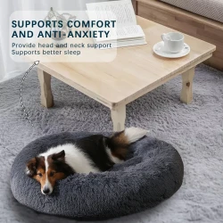 Fluffy Donut Dog Bed Warm Soft Long Plush