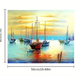 Paint By Number Kit - Fishing Boat At Dusk (40x50 cm with Wooden Frame)