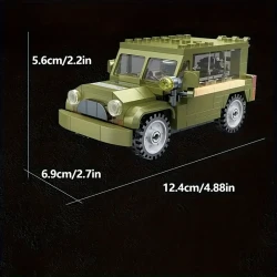 363pcs Armed Truck with Motorcycle Building Blocks Toy Set, Model Display, Festive Gift, Ornament, Halloween Christmas, Plastic, Military Green