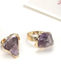 Natural Crystal Plating Rough Stone Ring