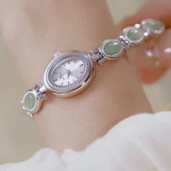 Watch Ladies Bracelet Luxury Brand Waterproof Retro Natural Dongling Stone Hetian Jade