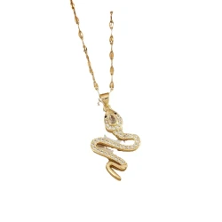 Personality Snake Necklace With Rhinestone Design